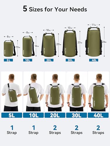 Waterproof Dry Bag Backpack with Emergency Whistle (40L / Dark Green)