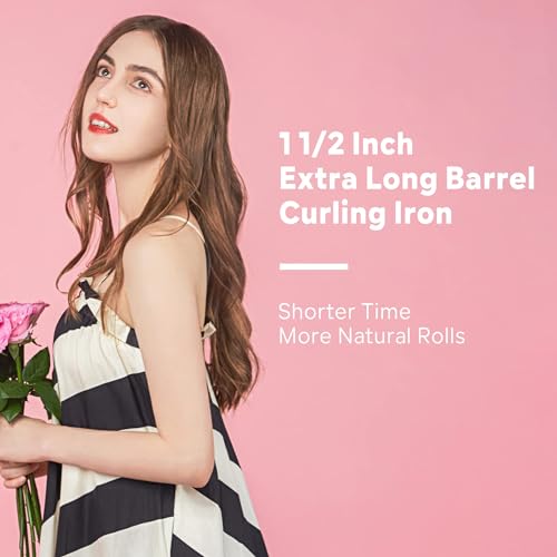 1.5 Inch Extra Large Curling Wand for Long Hair (White)