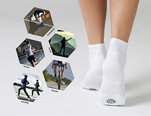 6 Pack Women's Ankle Socks with Cushion (Medium / White)