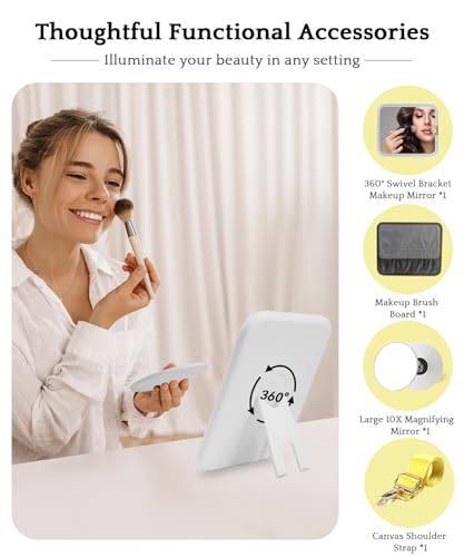 Travel Makeup Bag Cosmetic Bag with Lighted Mirror (Yellow / Medium)