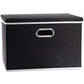 Large Foldable Storage Box with Lid [1 (Black / L(1-Pack))