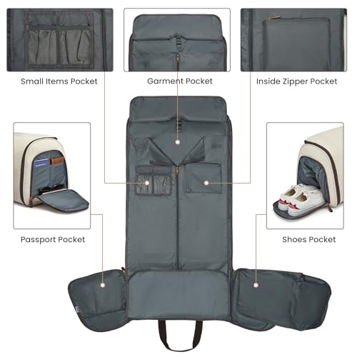 Garment Bag for Travel Convertible Duffle Bag Suit Bag for Men Women (50l / Beige)