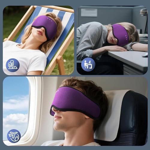 Sleep Mask with Bluetooth 5.4 Headphones (Purple)