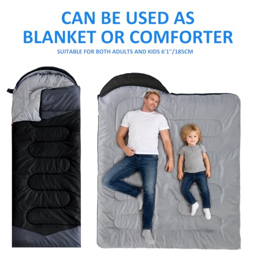 Camping Sleeping Bag (Black 4.4lb)