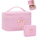 Personalized Initial Makeup Bag for Women Teen Girls (Pink 01)