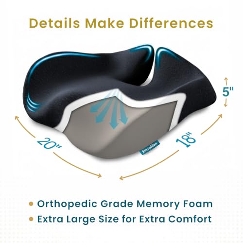 Cooling Seat Cushion for Tailbone Pain Relief (Cooling Black)