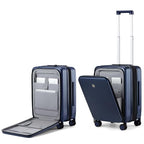 Grace Expandable Carry On Luggage with Wheels Airline Approved Hard Shell Suitcases with Front Pocket (Dark Blue / 20 Inch-3)