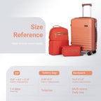 Carry On Luggage 22x14x9 Airline Approved Suitcase with Wheels (Tangerine / 3 Piece Sets (20/BP/TB))