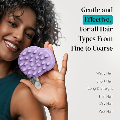 2 Pack Large Scalp Massager Scrubber Shampoo Brush for Hair Growth (Light Beige & Purple)