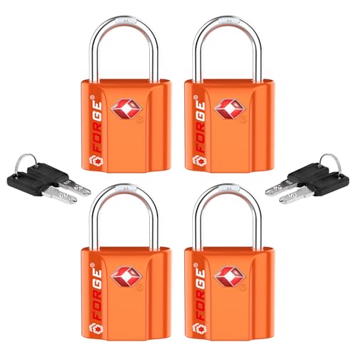 Small TSA Approved Luggage Locks (Orange 4 Pack)
