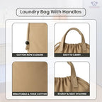 LFH Home Cotton Rich Canvas Large Laundry Bag with Handle (28”x36” / Beige)