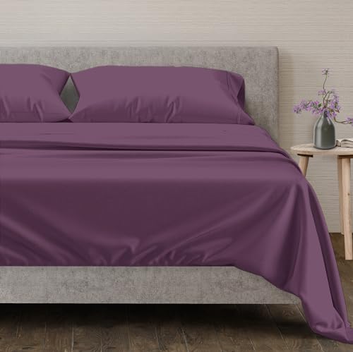 100% Egyptian Cotton Split King Sheets Sets for Adjustable Bed (Split King / 10 - Plum)