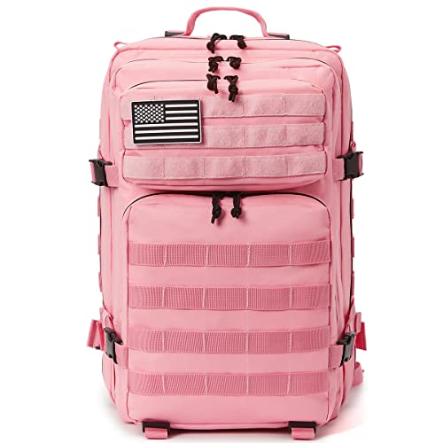 45L Military Tactical Backpacks for Women GYM Fitness Molle Army Assault Pack 3 Day Bug Out Bag Hiking Trekking Rucksack (3.3 Pink)
