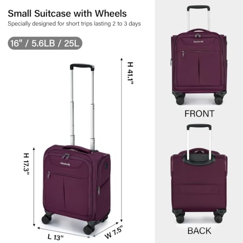 Underseat Carry On Luggage with Wheels (Purple / 16-Inch)