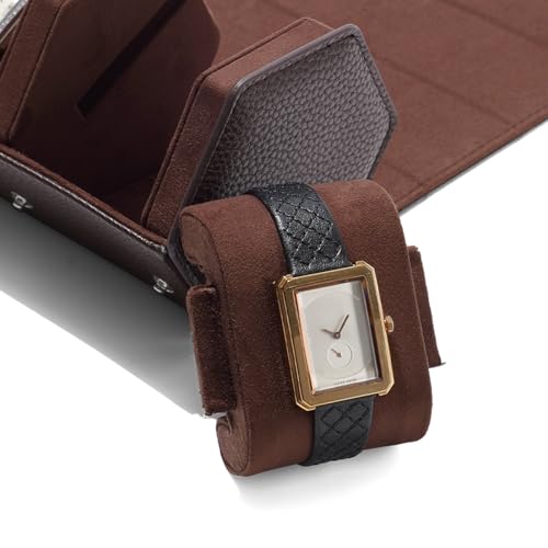 2 Slot Watch Box Brown Hexagonal (Brown / 2-Slot)