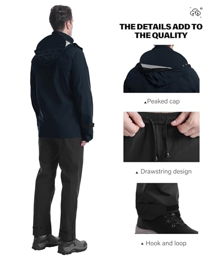 Rain Suit Waterproof Breathable Lightweight 2 (Medium / Navy Blue)