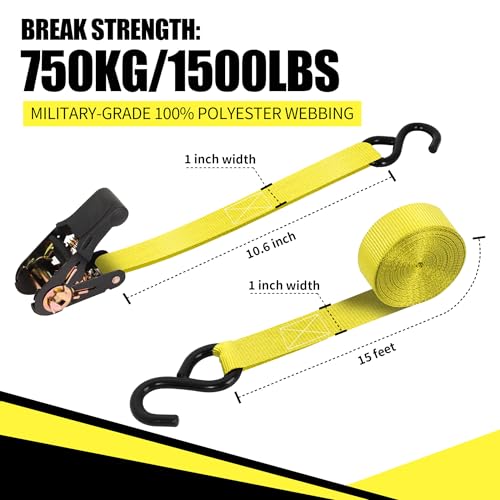 Ratchet Tie Down Straps (8PK Yellow)