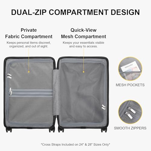 Carry on Luggage 20 Inch with 6 (Black / Carry-On 20 Inch + 6PC)