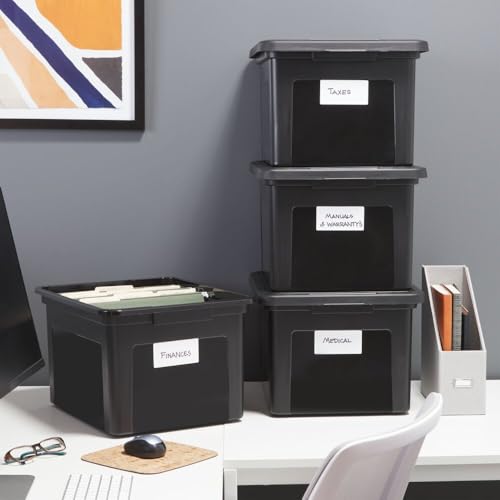 Plastic File Box with Snap Lid (Black)