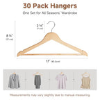 Wooden Coat Hangers (0.5"T (30 pack) / Natural Wood Color)