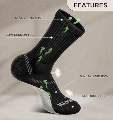 Men 6 Pack Athletic Compression Crew Socks for Running Gym Sports (11-13 / Black 2741)