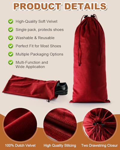 6 Pcs Single Shoe Bags for Travel (Rio Red / 17.3"x8.6")