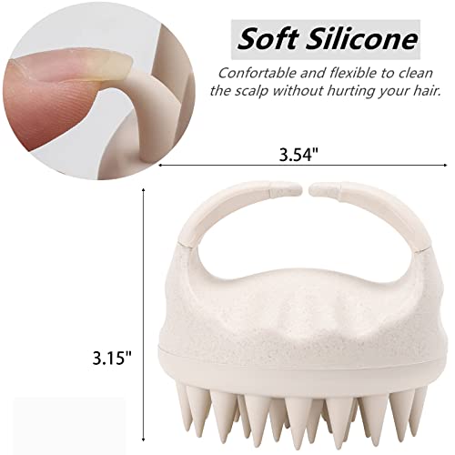 Hair Scalp Massager Shampoo Brush Hair Scrubber Washing Brush Silicone Scalp Exfoliator for Dandruff Removal (Beige / 1 Count(Pack of 1))