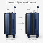 Grace Expandable Carry On Luggage with Wheels Airline Approved Hard Shell Suitcases with Front Pocket (Dark Blue / 20 Inch-3)