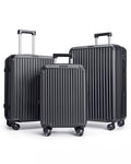 3 Piece Luggage Sets With Spinner Wheels Hardshell TSA Lock (Black / 3-Piece Set - 20"/24"/28")
