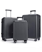 3 Piece Luggage Sets With Spinner Wheels Hardshell TSA Lock (Black / 3-Piece Set - 20"/24"/28")