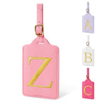 Personalized Initial Luggage Tags for Suitcase (Pink Leather,glod Letter / Z)