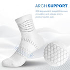 Ankle Compression Socks Women Men Plantar Fasciitis Relief 3 Pairs (Medium / White(3 Pairs))