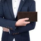 Leather Checkbook Cover Wallet for Men with RFID Blocking (Coffee)