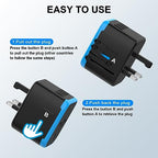 Universal International Power Travel Plug Adapter (Black and Blue)