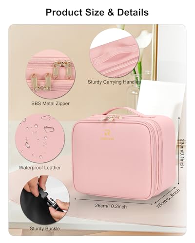 Makeup Bag with LED Mirror (01-Pink / 1-Small(2 Layers))