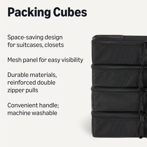 4 Piece Packing Cubes Travel Accessories Set (Black / 4 x Slim)