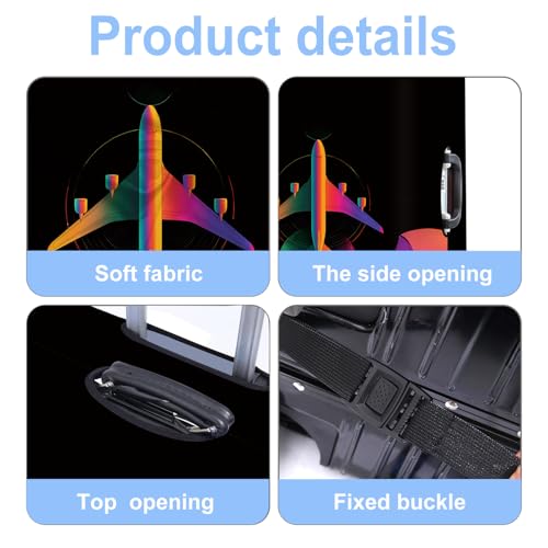 Colorful Airplane Luggage Cover Washable Suitcase Protector Anti (Colorful airplane / S(20-22inch suitcase))