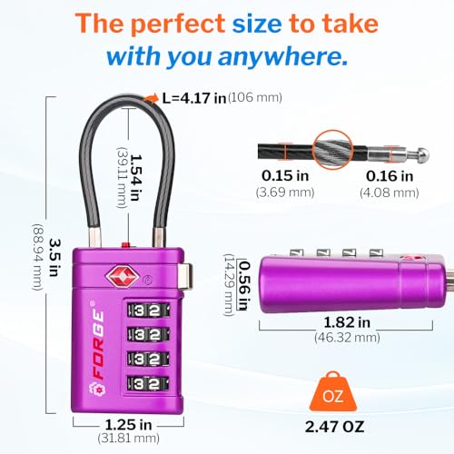 Open Alert TSA Approved Luggage Locks (Purple 2 PK)