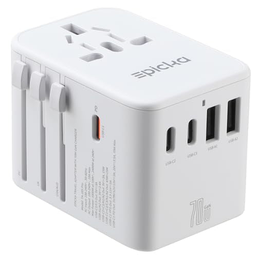 70W GaN PD Universal Travel Adapter (70W-5USB(3 USB-C) White)