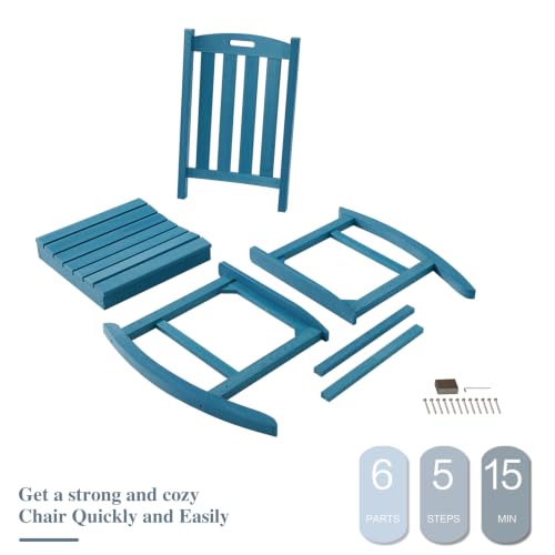 Outdoor Rocking Chairs Set of 2 (Blue / 2 pack)