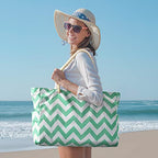 Beach Bags for Women Large Waterproof Beach Tote Bag Zipper Beach Bags Waterproof Sandproof Swim Pool Bag Large Tote (Turquoise Green)