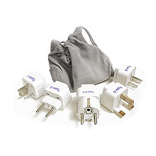 Adapter Plug Set for World Wide International Travel Use (Paper White)