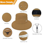 Sun Hats for Women Bucket Hat UV Protection Fishing Hat Wide Brim Safari Hats 2 in 1 Zip (1pack-brown)