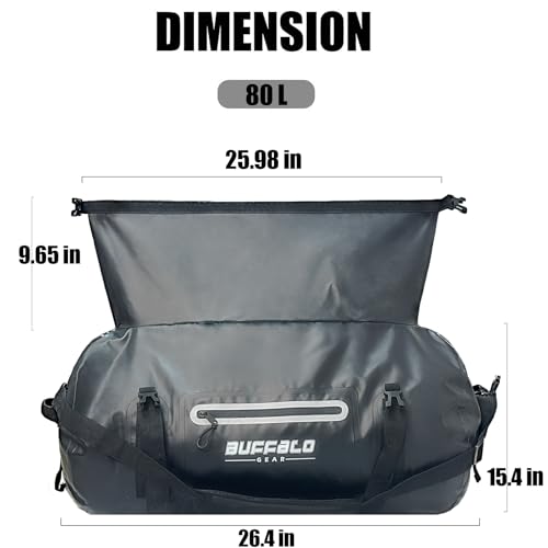 60L Waterproof Duffle Travel Duffel Bag (Black / 60L)