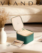 Travel Jewelry Case with Clear 6 Velvet Bags (6PCS-Green)