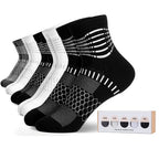 Ankle Compression Socks Women Men Plantar Fasciitis Relief 5 Pairs (Small / Black+white+dark Grey（5 Pairs Gift Box）)