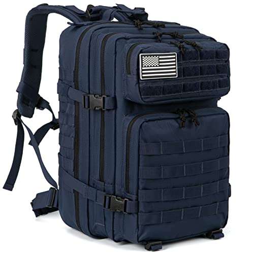 45L Military Tactical Backpack combat Molle Army Assault Pack CCW 3 Day survival Bag Hiking rucking Rucksack heavy duty backpack (3.1 Dark Blue)