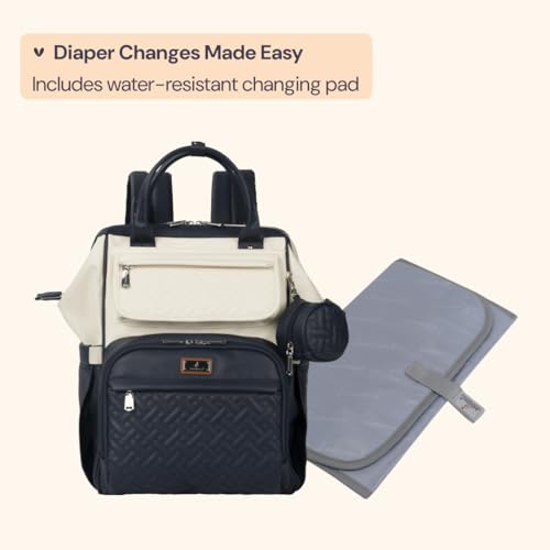 Leather Diaper Bag Backpack (Vegan Leather, Blueberry Cream)