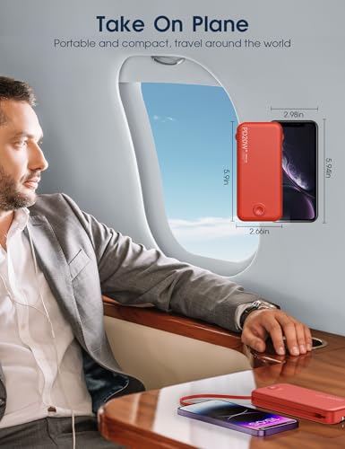 Portable Charger 10000mAh Fast Charging w (Red)