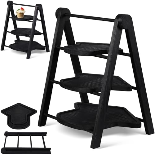 3 Tier Graduation Cap Serving Trays Wooden Platters 13'' 11'' 9'' Plate Board Reusable Plate Congrats Grad Party Serving for Graduate Party Sharing Snacks (Graduation Cap)